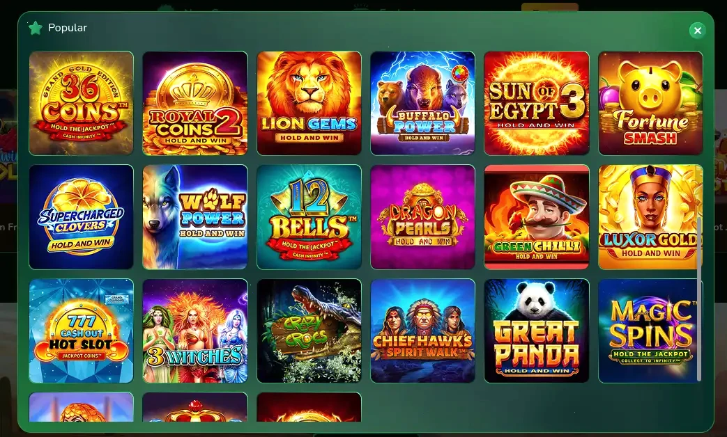 Spinsy casino online interfaccia di gioco